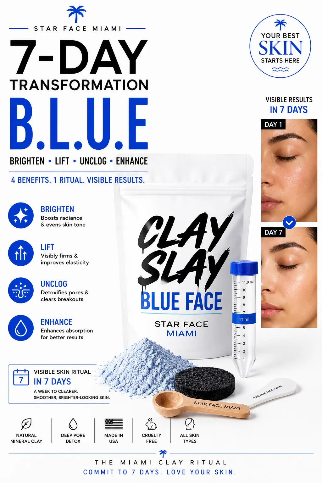 Clay Slay Blue Face™ 7-Day Transformation Glow Mask